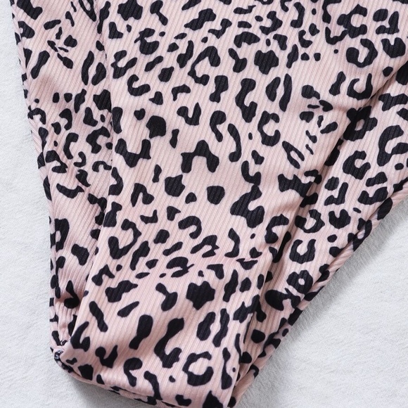 Boho camel leopard Print front tie Bikini Cheeky - Picture 5 of 6